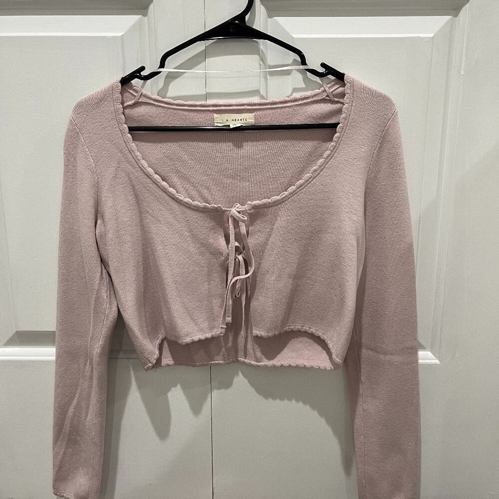 LA Hearts Cropped Tie Front Cardigan